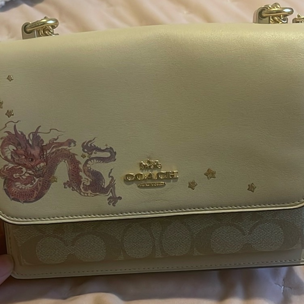 NWT Coach New Year Klare Crossbody Bag Signature Canvas Dragon Motif Leather
